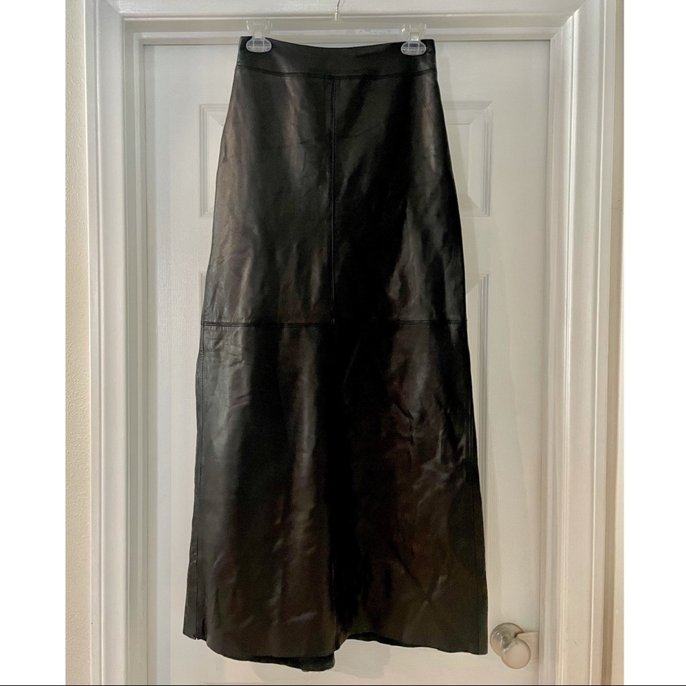 BCBG MAXAZRIA Black Leather Maxi Skirt sz 6